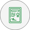 A green and white icon of a document