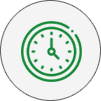 A green clock with the time 1 2 : 3 0.